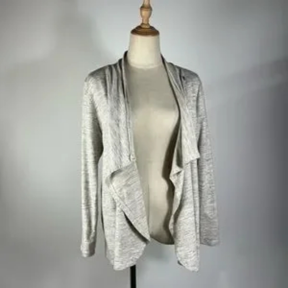 J. JILL Pure Jill Cross Over Wrap Cardigan Light Gray Pima Cotton Blend M